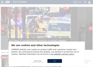How i24news.tv looks like on a tablet such as an iPad.