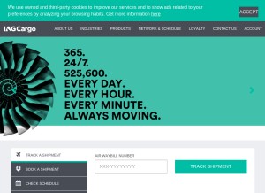 How iagcargo.com looks like on a tablet such as an iPad.