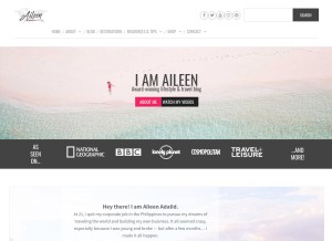 How iamaileen.com looks like on a tablet such as an iPad.