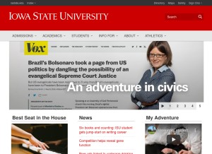 How iastate.edu looks like on a tablet such as an iPad.