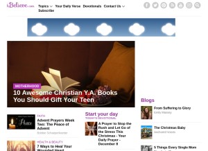 How ibelieve.com looks like on a tablet such as an iPad.