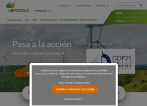 How iberdrola.es looks like on a tablet such as an iPad.