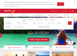 How iberia.com looks like on a tablet such as an iPad.