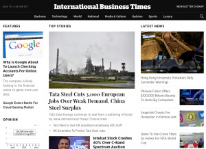 How ibtimes.com looks like on a tablet such as an iPad.