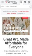 How icanvas.com looks like on a mobile device such as an iPhone.