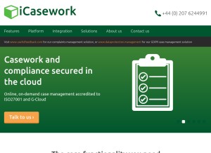 How icasework.com looks like on a tablet such as an iPad.
