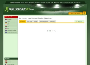 How icehockey24.com looks like on a tablet such as an iPad.