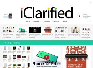 How iclarified.com looks like on a tablet such as an iPad.