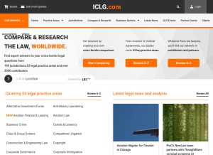 How iclg.com looks like on a tablet such as an iPad.