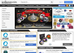 How icollector.com looks like on a tablet such as an iPad.