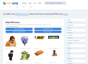 How iconspng.com looks like on a tablet such as an iPad.