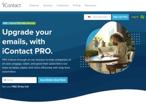 How icontact.com looks like on a tablet such as an iPad.