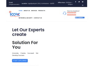 How icore.net.in looks like on a tablet such as an iPad.