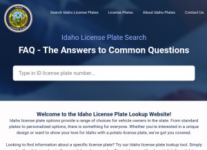 How idaholicenseplate.com looks like on a tablet such as an iPad.