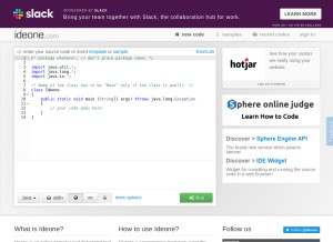 How ideone.com looks like on a tablet such as an iPad.