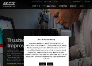How idexcorp.com looks like on a tablet such as an iPad.