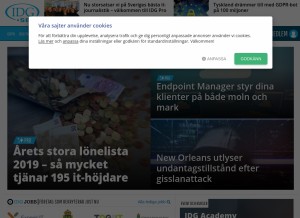 How idg.se looks like on a tablet such as an iPad.