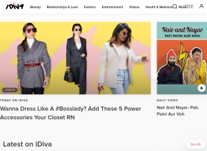 How idiva.com looks like on a tablet such as an iPad.