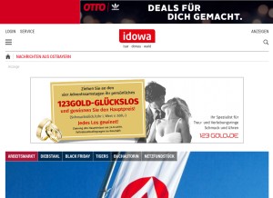 How idowa.de looks like on a tablet such as an iPad.