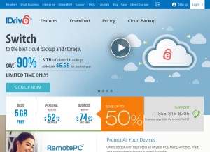 How idrive.com looks like on a tablet such as an iPad.