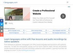 How ielanguages.com looks like on a tablet such as an iPad.