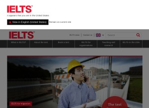 How ielts.org looks like on a tablet such as an iPad.