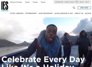 How iesabroad.org looks like on a tablet such as an iPad.