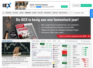 How iex.nl looks like on a tablet such as an iPad.