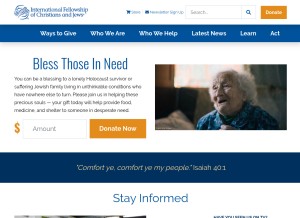 How ifcj.org looks like on a tablet such as an iPad.