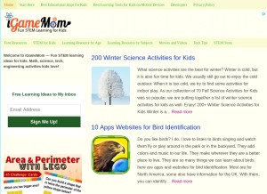 How igamemom.com looks like on a tablet such as an iPad.