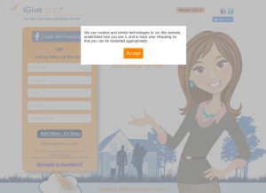 How igive.com looks like on a tablet such as an iPad.