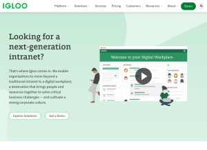 How igloosoftware.com looks like on a tablet such as an iPad.