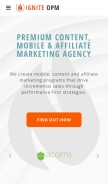 How igniteopm.com looks like on a mobile device such as an iPhone.