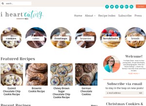 How ihearteating.com looks like on a tablet such as an iPad.