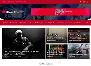How iheartradio.mx looks like on a tablet such as an iPad.