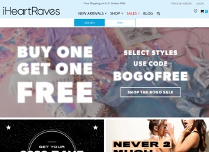 How iheartraves.com looks like on a tablet such as an iPad.