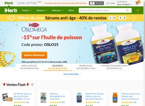 How iherb.com looks like on a tablet such as an iPad.