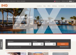 How ihg.com looks like on a tablet such as an iPad.