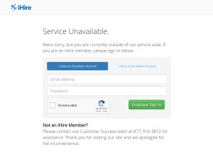 How ihire.com looks like on a tablet such as an iPad.