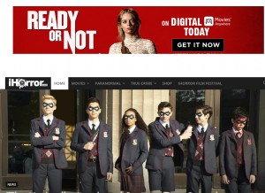 How ihorror.com looks like on a tablet such as an iPad.