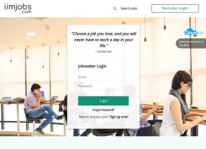 How iimjobs.com looks like on a tablet such as an iPad.