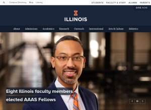 How illinois.edu looks like on a tablet such as an iPad.