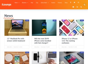 How ilounge.com looks like on a tablet such as an iPad.