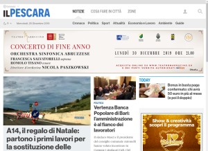 How ilpescara.it looks like on a tablet such as an iPad.