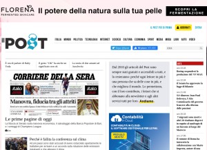 How ilpost.it looks like on a tablet such as an iPad.