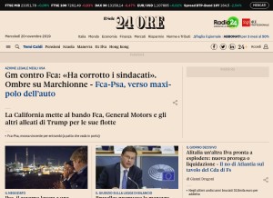How ilsole24ore.com looks like on a tablet such as an iPad.