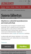 How iltalehti.fi looks like on a mobile device such as an iPhone.