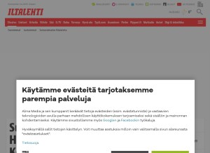 How iltalehti.fi looks like on a tablet such as an iPad.