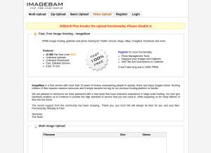 How imagebam.com looks like on a tablet such as an iPad.