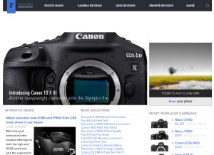 How imaging-resource.com looks like on a tablet such as an iPad.